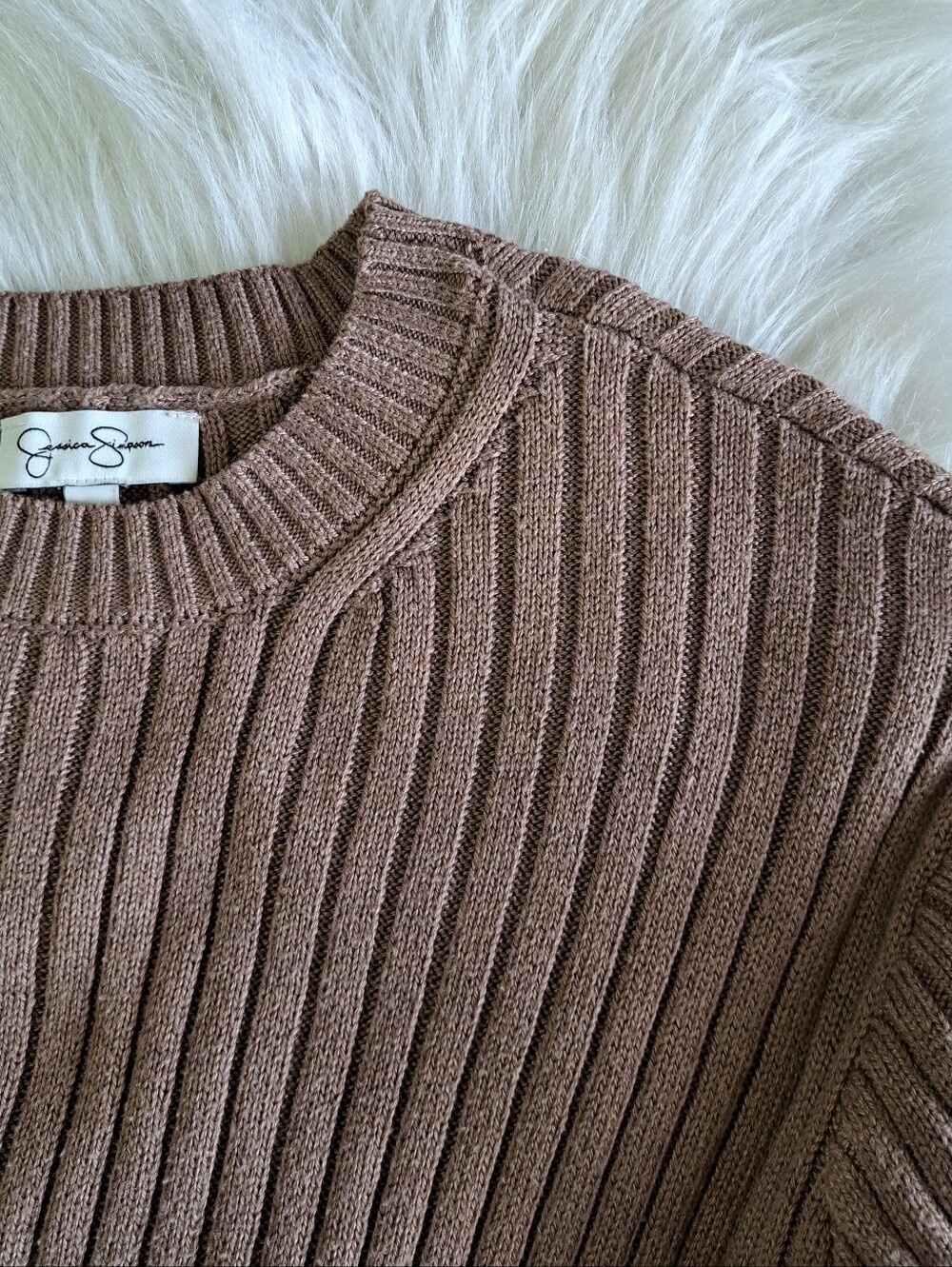 Jessica Simpson Tan Ribbed Sweater - Picture 2 of 9